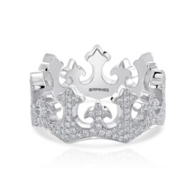 Platinum Fleur de Lis Crown Diamond Ring 2.52ct