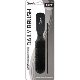 Annie Soft Wood Daily Boar Bristle Brush With Comb 7in #2123