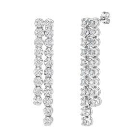 18kt White Gold Diamond Drop Earrings - 2ct