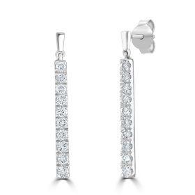 18kt White Gold Diamond Drop Earrings - 1ct