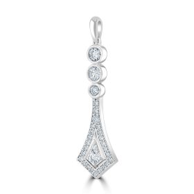 18kt White Gold Deco Inspired Diamond Pendant - 1ct