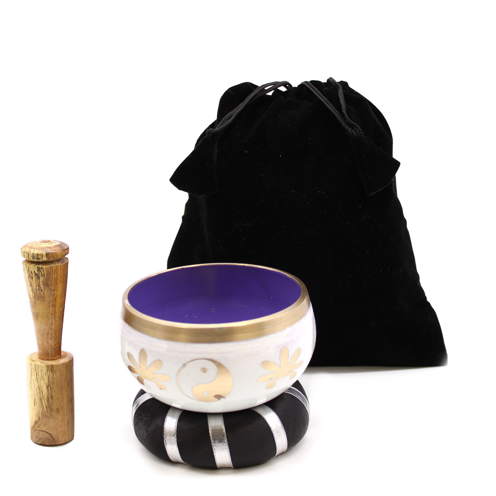 10.7cm Yin & Yang Singing Bowl Set- White:Purple 2