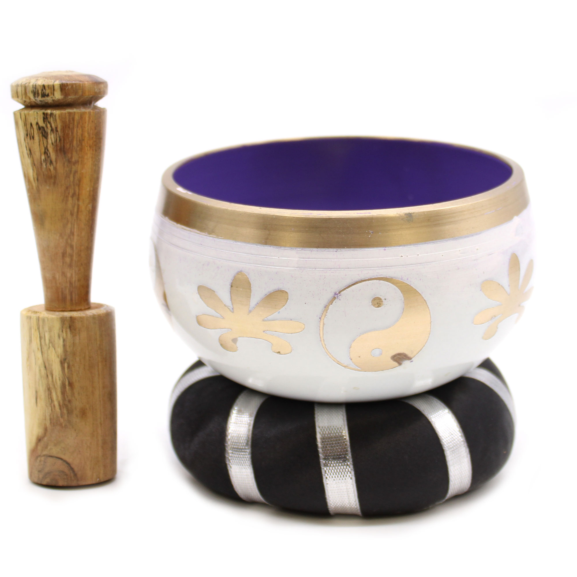 10.7cm Yin & Yang Singing Bowl Set- White:Purple