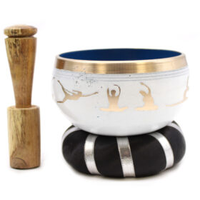10.7cm Yoga Moves Singing Bowl Set- White/Blue