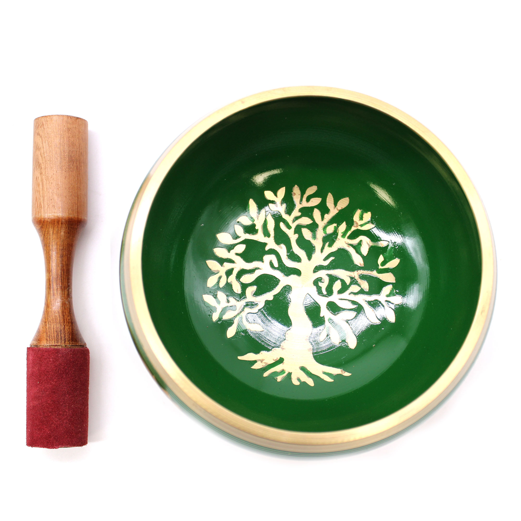 14cm Tree of Life Singing Bowl Set- Green 1