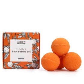 Ancient Wisdom Set of 4 Aromatherapy Vitamin C Bath Bombs