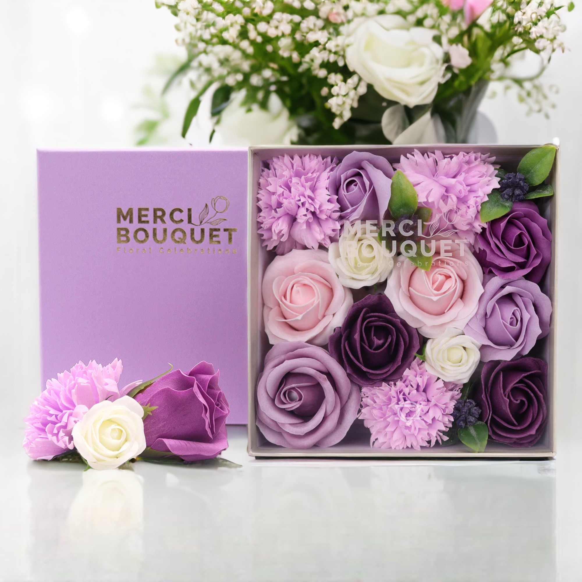 Square Box - Lavender Rose & Carnation 3