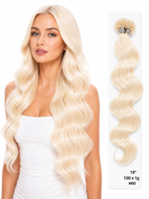100 x 1g/s #60 Blaksatyn Pre Bonded U-Tip Body Wave Human Hair Extensions 18"