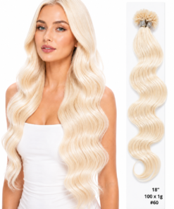 100 x 1g/s #60 Blaksatyn Pre Bonded U-Tip Body Wave Human Hair Extensions 18"