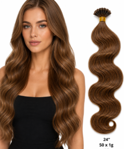 50 x 1g/s #6 Blaksatyn Pre Bonded U-Tip Body Wave Human Hair Extensions 24"
