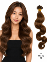 50 x 1g/s #6 Blaksatyn Pre Bonded U-Tip Body Wave Human Hair Extensions 18"