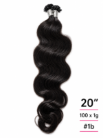 100 x 1g/s #1b Blaksatyn Pre Bonded U-Tip Body Wave Human Hair Extensions 20" - Image 2