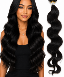 50 x 1g/s #1b Blaksatyn Pre Bonded U-Tip Body Wave Human Hair Extensions 22"