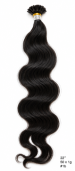 50 x 1g/s #1b Blaksatyn Pre Bonded U-Tip Body Wave Human Hair Extensions 22" - Image 2