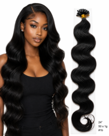 50 x 1g/s #1b Blaksatyn Pre Bonded U-Tip Body Wave Human Hair Extensions 24" (Copy)