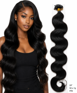 50 x 1g/s #1b Blaksatyn Pre Bonded U-Tip Body Wave Human Hair Extensions 24" (Copy)