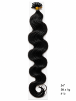 50 x 1g/s #1b Blaksatyn Pre Bonded U-Tip Body Wave Human Hair Extensions 24" (Copy) - Image 3